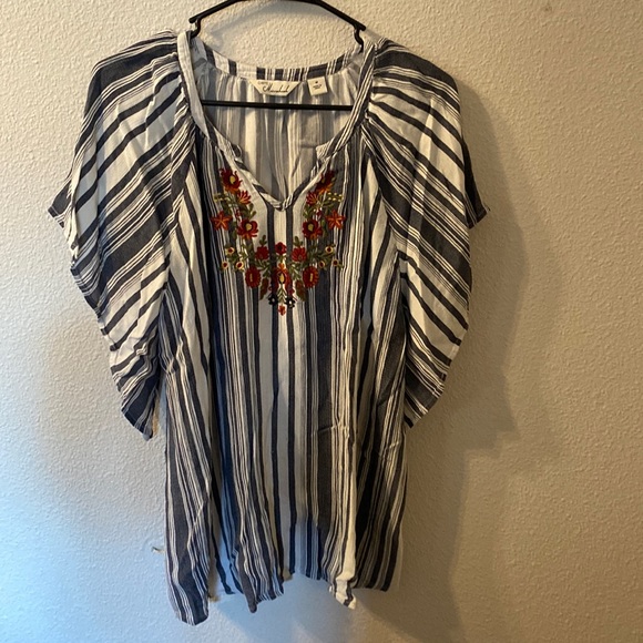 Caffe Marrakech striped and embroidered blouse size medium - Picture 1 of 5